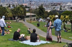 KateJR Kate & J.R. being patriotic, July 4th in Dolores Park